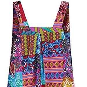 Wide Leg Overall Harem Pants Patchwork Overall